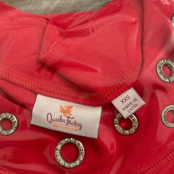 NWT QUACKER FACTORY RED RHINESTONE GROMMET TOP XXS - Picture 7 of 9